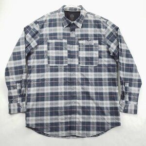 Wrangler ATG Shirt Mens XL Blue Gray Plaid Vented Fishing Hiking Regular Fit